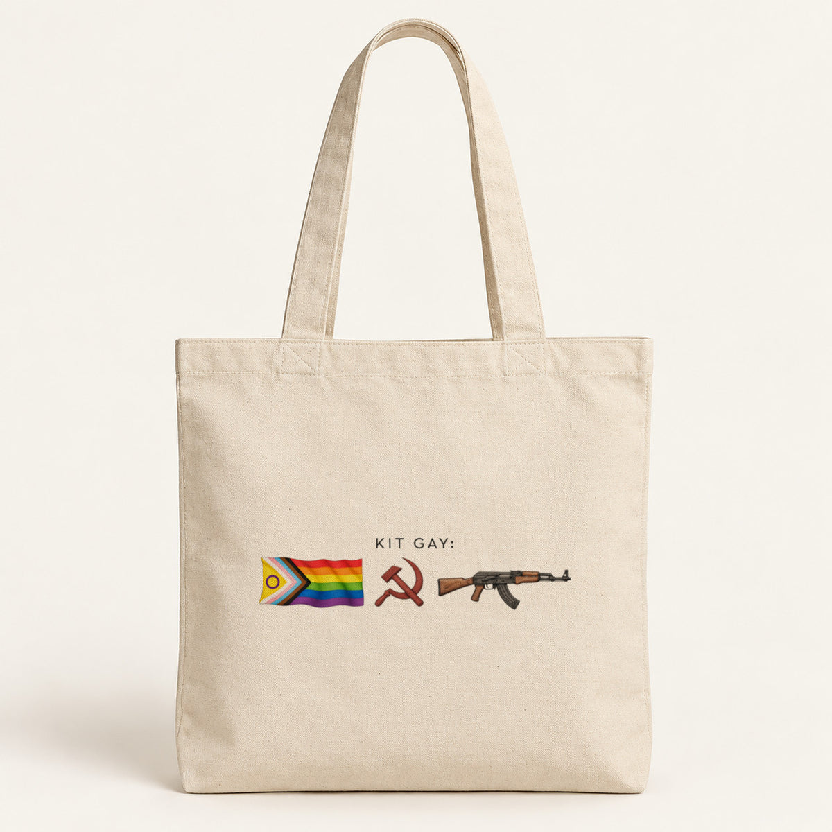Ecobag Kit Gay Raiz: bolsa de frente. Imagem ilustrativa.