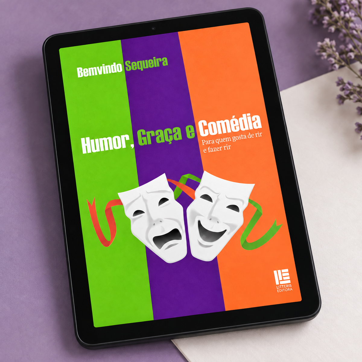 Ebook Humor, Graça e Comédia, de Bemvindo Sequeira, apresentado em um tablet