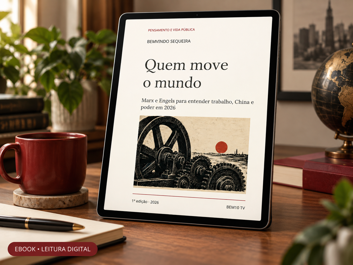 Quem move o mundo, de Bemvindo Sequeira, apresentado em tablet para leitura digital.