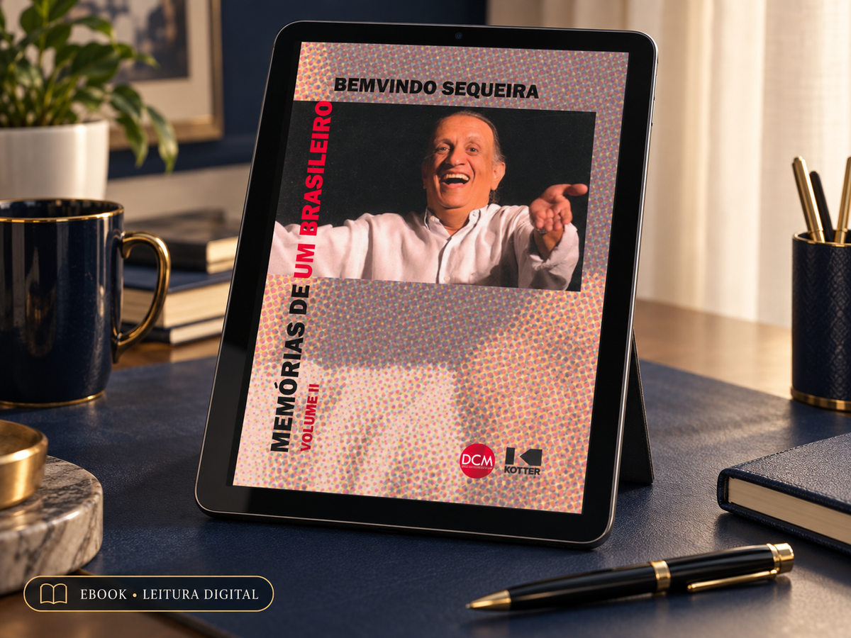 Memórias de um brasileiro, volume II, de Bemvindo Sequeira, apresentado em tablet.