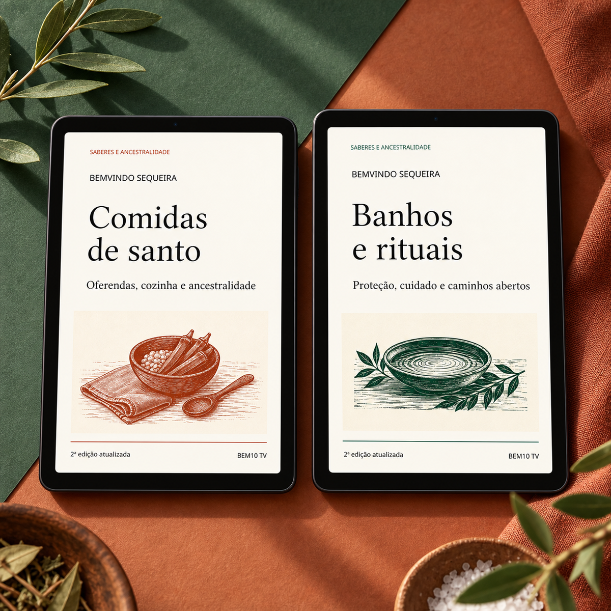 As capas dos dois ebooks do Combo Saberes e Ancestralidade.